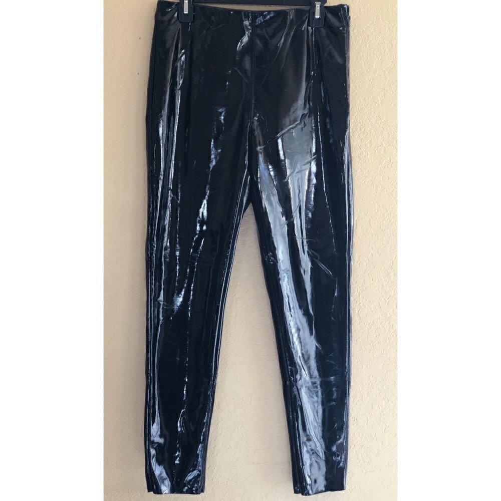 TOPSHOP Women's Black High Waist Percy Vinyl Leggings - Picture 2 of 12